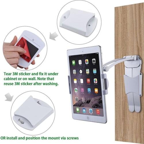 New 360 Rotate Aluminum Alloy Wall Mount Stand Kitchen Panel Stand Desktop Bracket Phone Tablet PC Holder for Ipad Iphone Holder