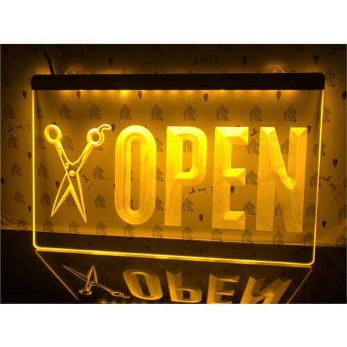 J753- Open Scissor Barber Shop Hair Nr Neon Light Sign. Led Sign