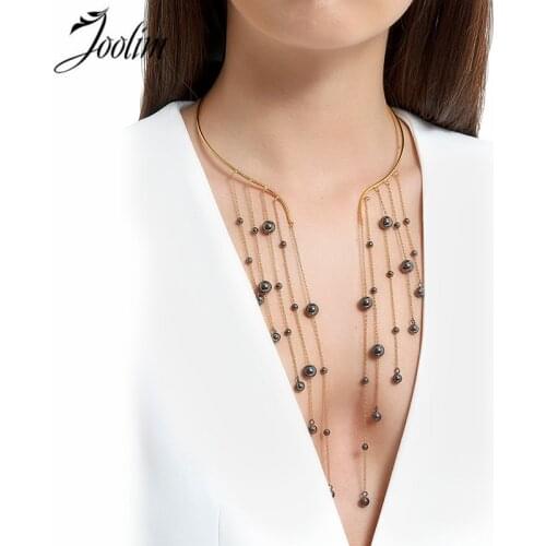 JOOLIM Jewelry Wholesale/Chain Tassel Pendant Cuff Choker Necklace Waterfall Necklace Statement Jewelry Stylish 2020 Trend