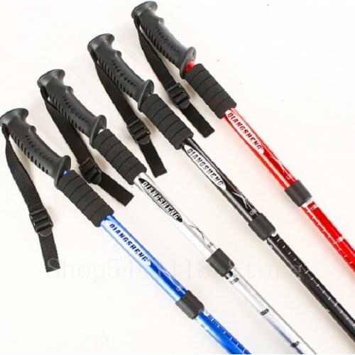 Ultralight Aluminum Alloy 4 Sections Telescopic Walking Stick Adjustable Trekking Alpenstock Climbing Hiking Pole Canes