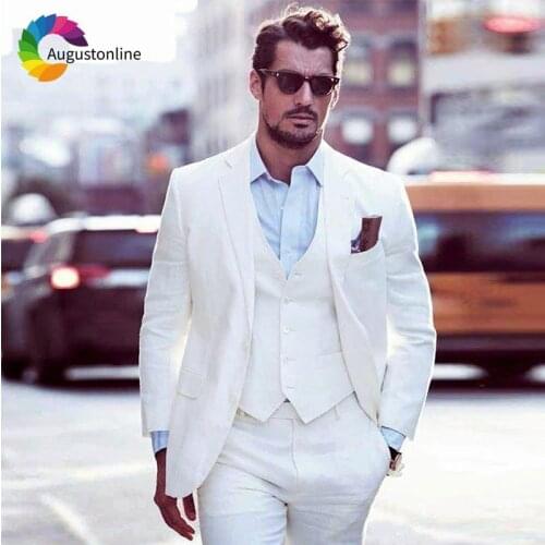 Casual White Men Suits For Wedding Suit Business Custom Slim Fit Groom Tailor Made Costumes Tuxedo Best Man Anzug Herren 3Pieces