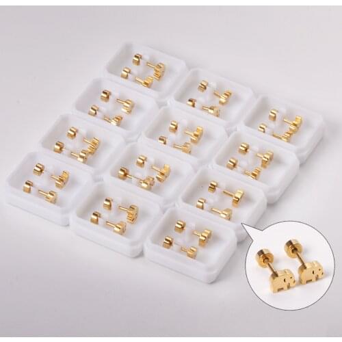 12 Pairs Cute Elephant Baby Girl Earrings Women Accessories 316L Stainless Steel Gold Color Screw Back Earrings Fashion Jewelry