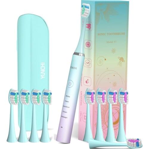 YUNCHI Electric Toothbrush Sonic Deep Clean Oral Timer 5 Brushing Modes USB Rechargeable Soft Bristles Tooth Brushes Waterproof