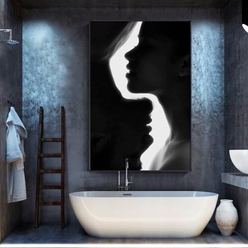 Modern Creative Silhouette lovers Canvas Painting posters and print Figure Wall art Black Pictures for Living Room Bedroom Aisle