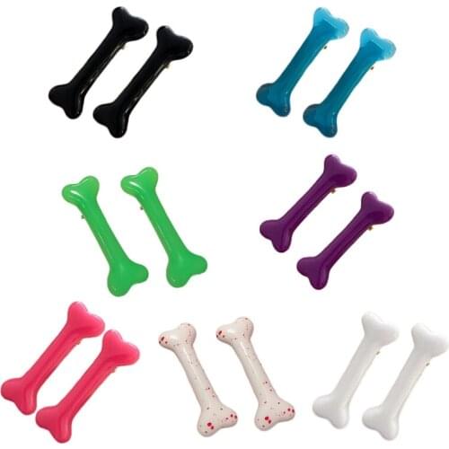 Gothic Bangs Duckbill Clip Dog Bone Hair Barrettes Halloween Trendy Ponytail Decor Non-Slip Cosplay Hair Side Clips