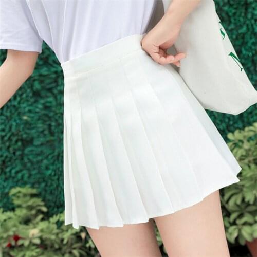 Female Loose Casual Short Bottoms Women High Waist Pleated Skirts Girls Tennis School White/black Mini Skirt Uniform