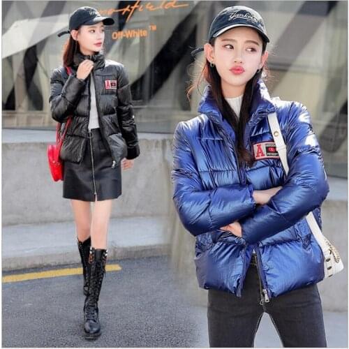 Woman Coats Winter 2019 Glossy Jacket Parka Women Standing collar Casual Slim Warm Thick Winter Coat Parka Women Z7