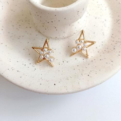 Shiny Side New Accessories Irregular Star Stud Earrings for Women Fashion Jewelry Simple Style Pearl Earrings