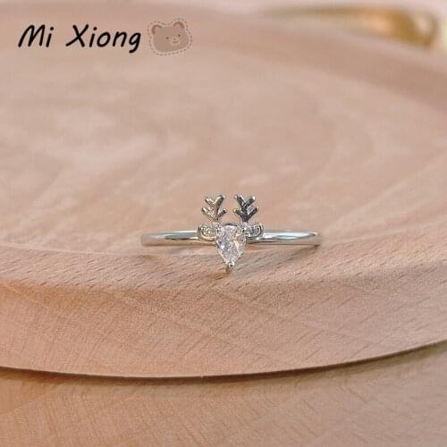 Mi Xiong Fawn 925 Sterling Silver Women Rings Cute Luxury Engagement Wedding Exquisite Elegant Classic Gift Diamond Fine Jewelry