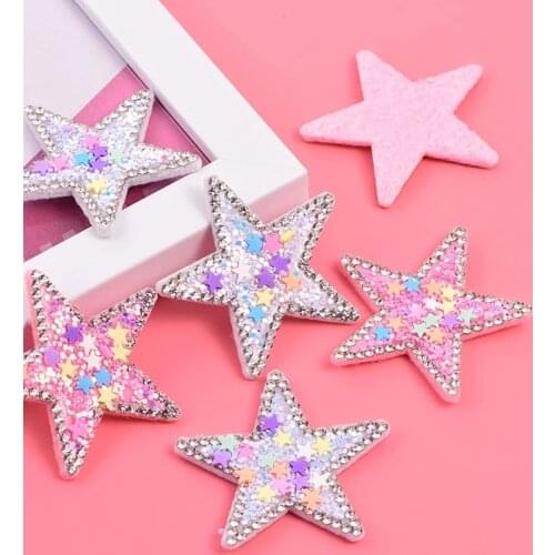 Star Style 4.5cm Patch Sticker Rhinestone Non-woven Sequin Patches For Clothing Garment T-shirt Coat DIY Design A95