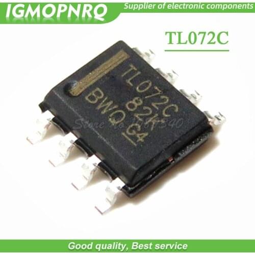 10pcs free shipping TL072C TL072CDR 072C SOP-8 Operational Amplifiers - Op Amps Dual Low Noise JFET