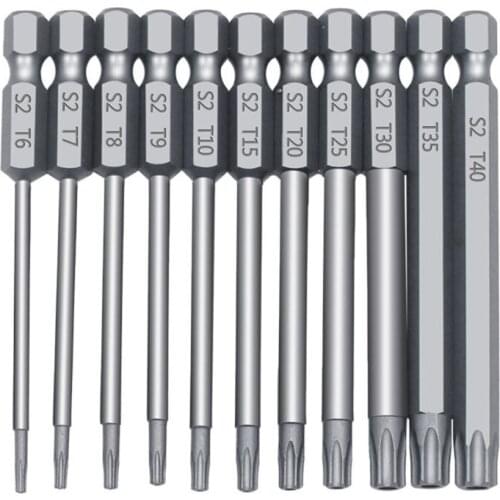 11/12pcs Tamper Proof Security Drill Bit Set Torx Screwdriver Flat Head 1/4" Hex