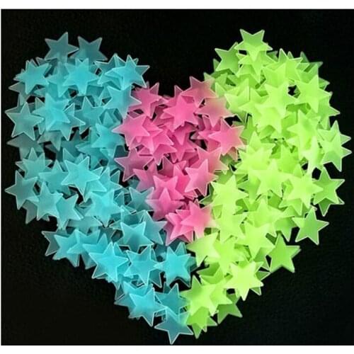 50pcs Wall Stickers Decorative Painting Starry Sky Luminous Star Stickers 3cm Fluorescent 3D Glowing Stars Room Decor