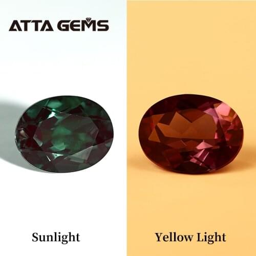 Alexandrite Color Change Stone 2.5 Carats Oval 7mm*9mm Created Alexandrite Jewelry Design S925 Silver Jewelry Loose Gemstone