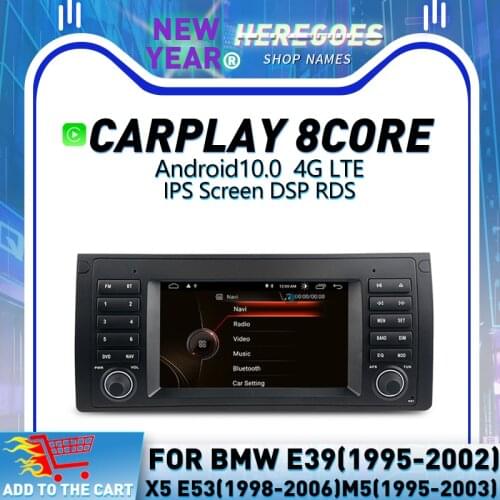 Carplay 7" IPS Android 10.0 Car DVD Player Autoradio Navigation GPS BT For BMW E39 E53 M5 1995-2003 Multimedia Stereo Radio