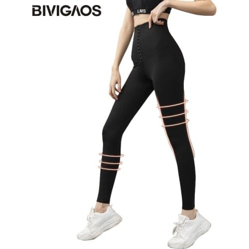BIVIGAOS Upgraded Waist Trainer Push Up Leggings Women High Waist Body Shaper Sexy Leggings Slimming Belt Leggings Shapewear
