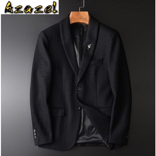 Azazel Black Mens Blazer Luxury Wool Business And Casual Thick Male Blazer Plus Size 4xl Autumn And Winter Slim Fit Blazer Men