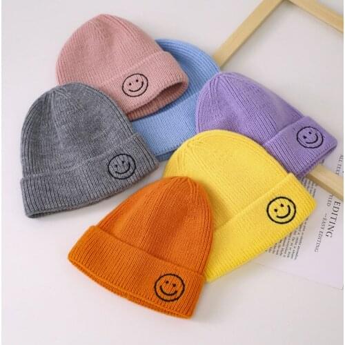 Baby Hat 1-5 Years Knitted Hats Autumn Winter Smiley Woolen Childrens Warm Cute Korean Style Tide Winter Accessoreis for Kids