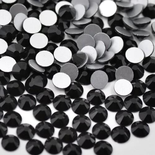 Jewelry making Beads 1440pcs Black Crystal FlatBack Glass Rhinestones Non HotFix Nail Art Decorations Silver Flatback