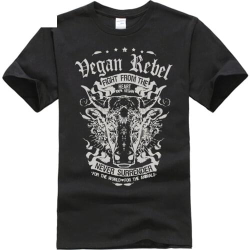 Funky Tee Shirts Vegan Rebel Cow Vegetarian mens Organnic Cotton Tees 3d Printed Man Unique T Shirts