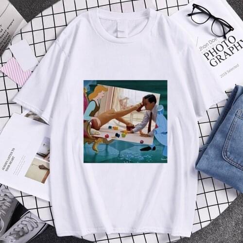 Snow White & Alice Princess Ariel Streetwear Tops Womens T-shirt Ulzzang Harajuku Men T Shirt Summer Oversize Loose Casual Tees