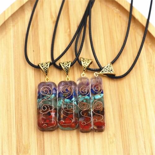 Orgone Pendant Generator Energy Accumulator Merkaba 7 Chakra Crystal Gem Hexagonal Hexagon Chakra Pendant Necklace Unisex