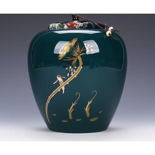 Seal Tea Storage Jar Chinese Sealed Can Porcelain Jasmine Tea Jar Coffe and Sugar Box Voorraadbussen Keuken Storage Pot AC50TE