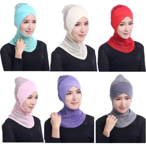 2019 Islamic Turban Head Wear Hat Front Cross Bone Bonnet Ninja Underscarf Hijab Full Cover Inner Muslim Hijab Cap Headwear New