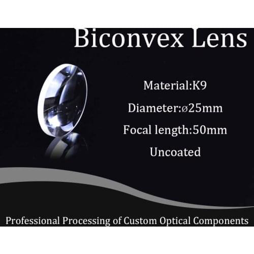 K9 Biconvex Lens with A Diameter of 25mm and A Focal Length of 50mm