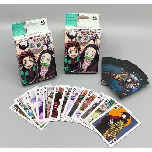 Coated paper Anime Poker Demon Slayer Blade Playing Cards Kumamon Tanjirou Nidou Solitaire Animation Peripheral Board Game