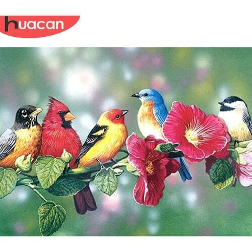 HUACAN Square/round Diamond Painting Full Bird Diamond Art Embroidery Mosaic Animal Flower Crystal Home Decor