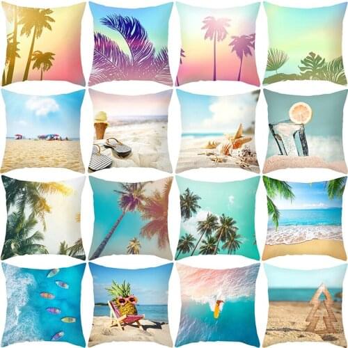 Summer Ocean Print Pillow New Belongs to Nordic Home Decoration Pillowcase Suitable for Beach Romance and Car Sofa Cushion Cover