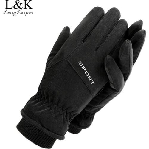 Mens Winter Plus Velvet Thick Touch Screen Sports Gloves Fashion Windproof Outdoor Ski Gloves For Bike Bicycle Warm Gloves