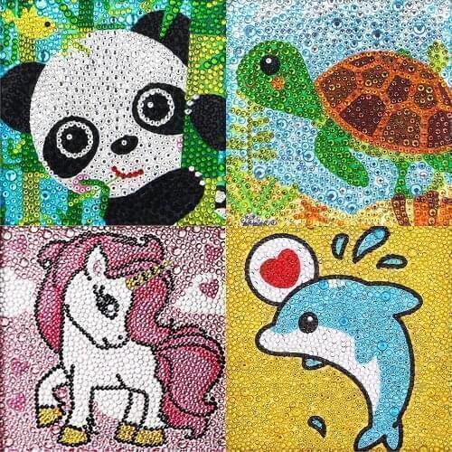 4 Packs 5D Diamond Painting Kit for Kid Diamond Painting Full Drill Painting by Number Kit Kid Diamond Arts and Crafts for Decor