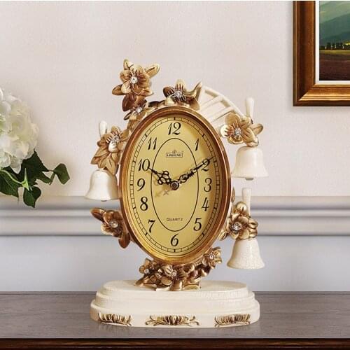 European Clock Mute Living Room Bedside Table Clock Retro Bell Decoration Creative Ornaments Desk & Table Clocks