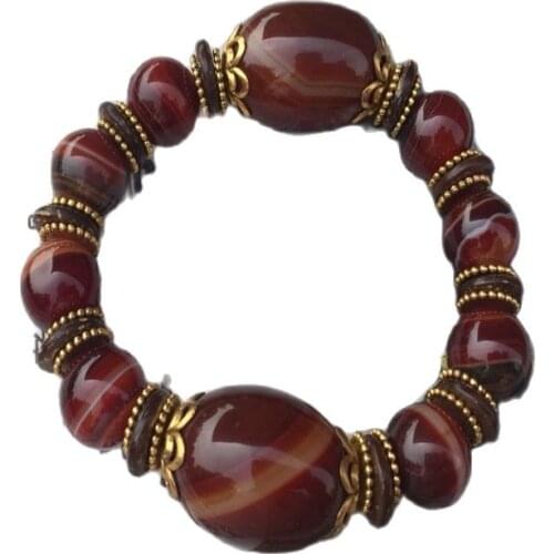 Natural Red Agate Prayer Beads Bracelet Adjustable Elastic Force Bracelet