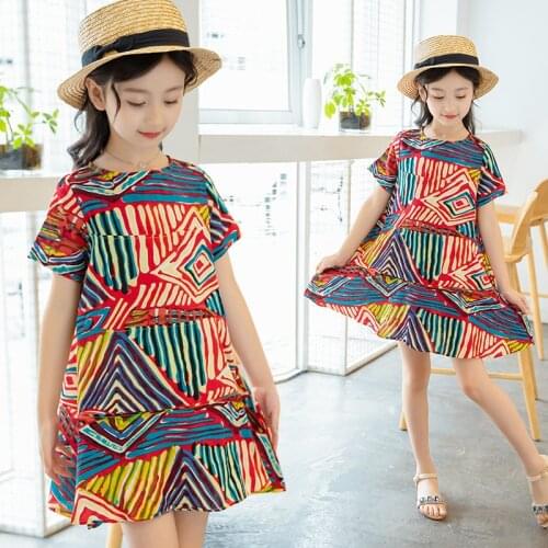 2021 Spring New Sweet Children Dress Girls Print Flowers Floral Dresses Girl Casual Cotton Dress Kids Clothes