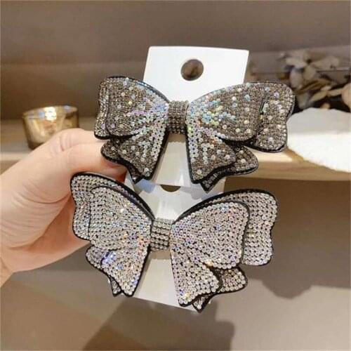 New Women Crystal Bow Rhinestone Hair Clip For Children Barrettes Fashion Hairgrips Waterdrop Hairpins Hair Accessories