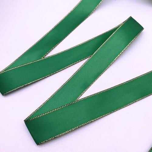 New 10mm-38mm Double Face Satin Ribbon Hight Quality Gold Edge Polyester Ribbon DIY Wedding Christmas Decoration Packing #06