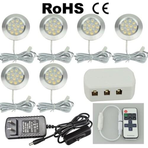 Dimmable 12V Under Cabinet Light LED Puck Lights Wireless Downlight Spotlights for Under Counter,Shelf Furniture Kitchen Lights