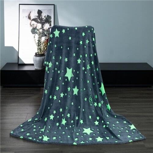 Luminous Fluffy Space Blanket Glow In Dark Moon Stars Space Unicorn Pink Christmas Tree Kid Gift Travel Airplane Camp