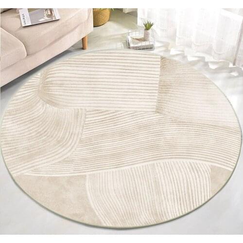 Fluffy Round Rug Carpet For Living Room Bedroom Soft Shaggy Rug Nordic Striped Carpet Tatami Chair Mat Home Decor Cloakroom Rug