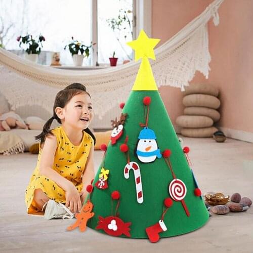 Merry Christmas Felt DIY Christmas Tree Snowman Decoration 65cm Home Artificial Tree Christmas Ornament New Year Gift Kids Toys