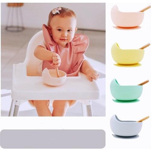 1set Silicone Baby Feeding Bowl Tableware Waterproof Spoon Non-Slip Crockery BPA Free Silicone Dishes for Baby Bowl Baby Plate