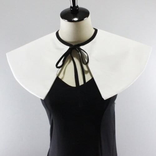 Vintage Elegant Dress Fake Collar Shawl Wrap Contrast Color Lace-Up Thick White Necklace Lapel Blouse Mini Poncho Cape