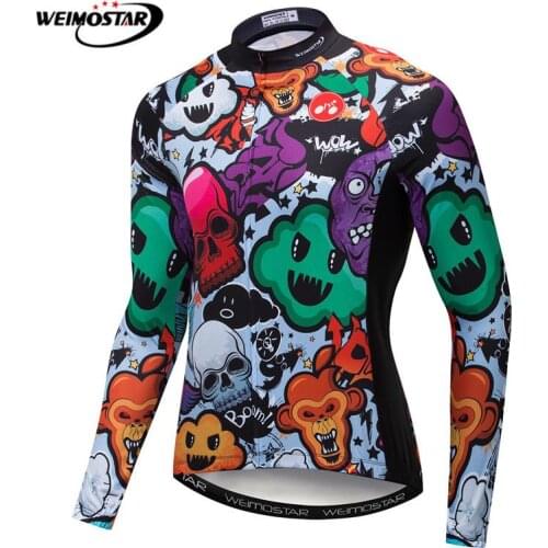 Weimostar Cycling Jersey Long Sleeve Autumn Spring Cycling Clothing Maillot Ciclismo 3D Printing Bicycle Wear MTB Bike Jersey