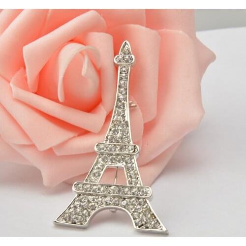 MZC New France Jewelry Eiffel Tower Brooches For Women Female 2019 Crystal Brooches Gold Broaches Collar Pins Broches Femininos
