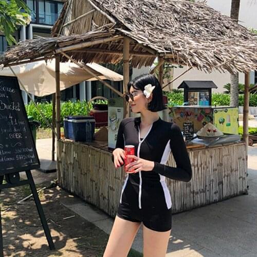 Woman Bikini Swimwear Womens 2019 Beach Swimming Swimsuit Long Sleeve Skirt Big Size Women Three Piece Set Sexy Black Korean