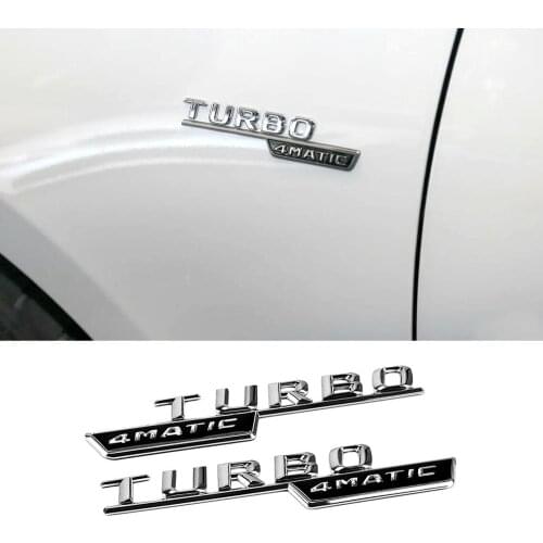 1-20 Pair TURBO 4MATIC Emblem Logo Side Fender Sticker For Mercedes Benz AMG A180 W176 W169 A200 A250 A209 A45 W221 A160 GLE CLK