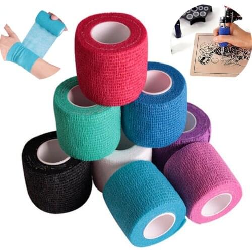 1Pc Tattoo Bandage Self Adhesive Elastic Bandage Wrap Sport Tape Disposable Handle with Tube Tightening Tattoo Accessories